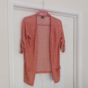 Sparkle & Fade Women's Orange Sweater Cardigan with half sleeves